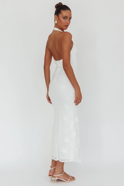 Alisette Halter Split Maxi Dress White