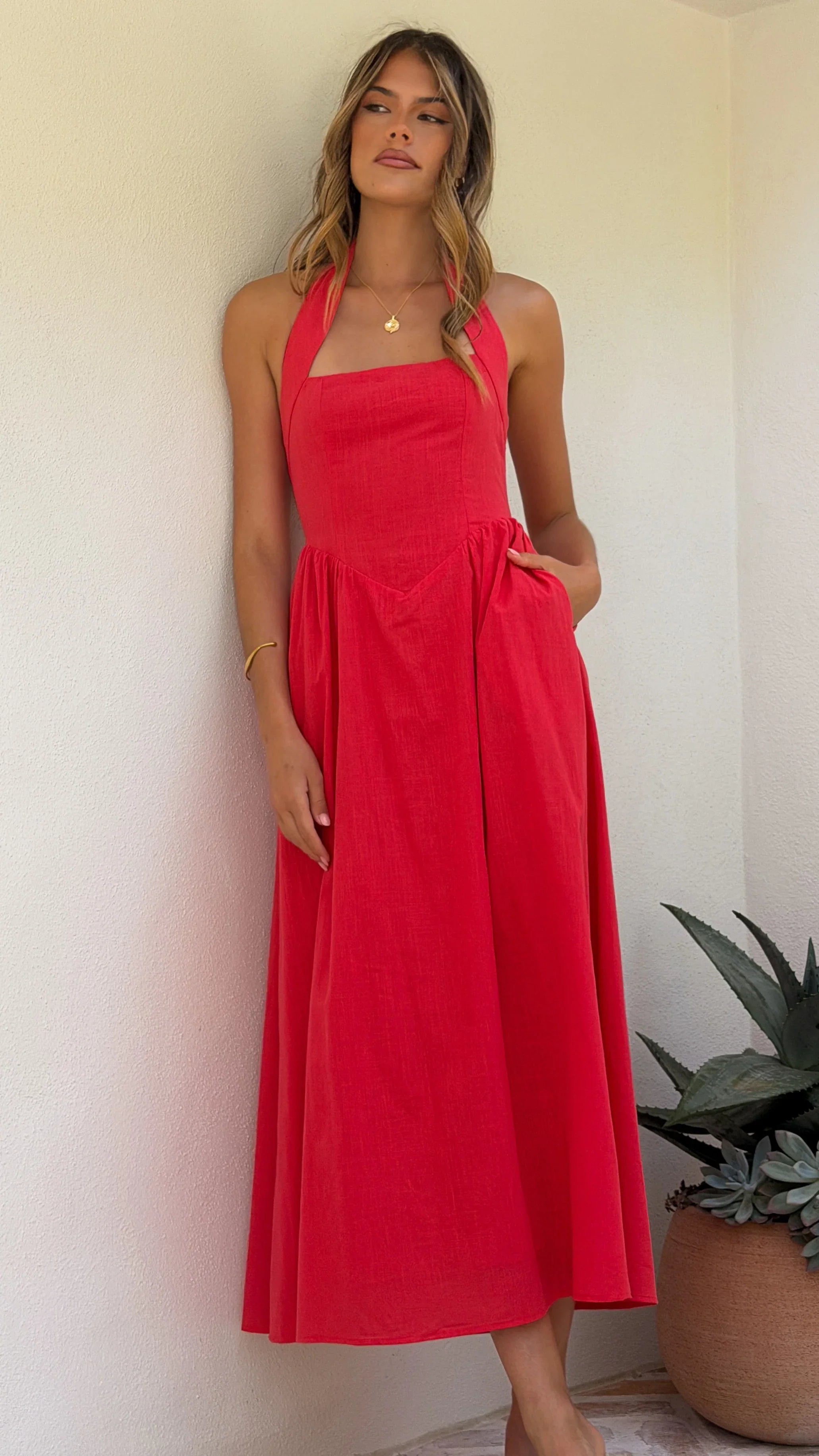 Caden Maxi Dress - Red