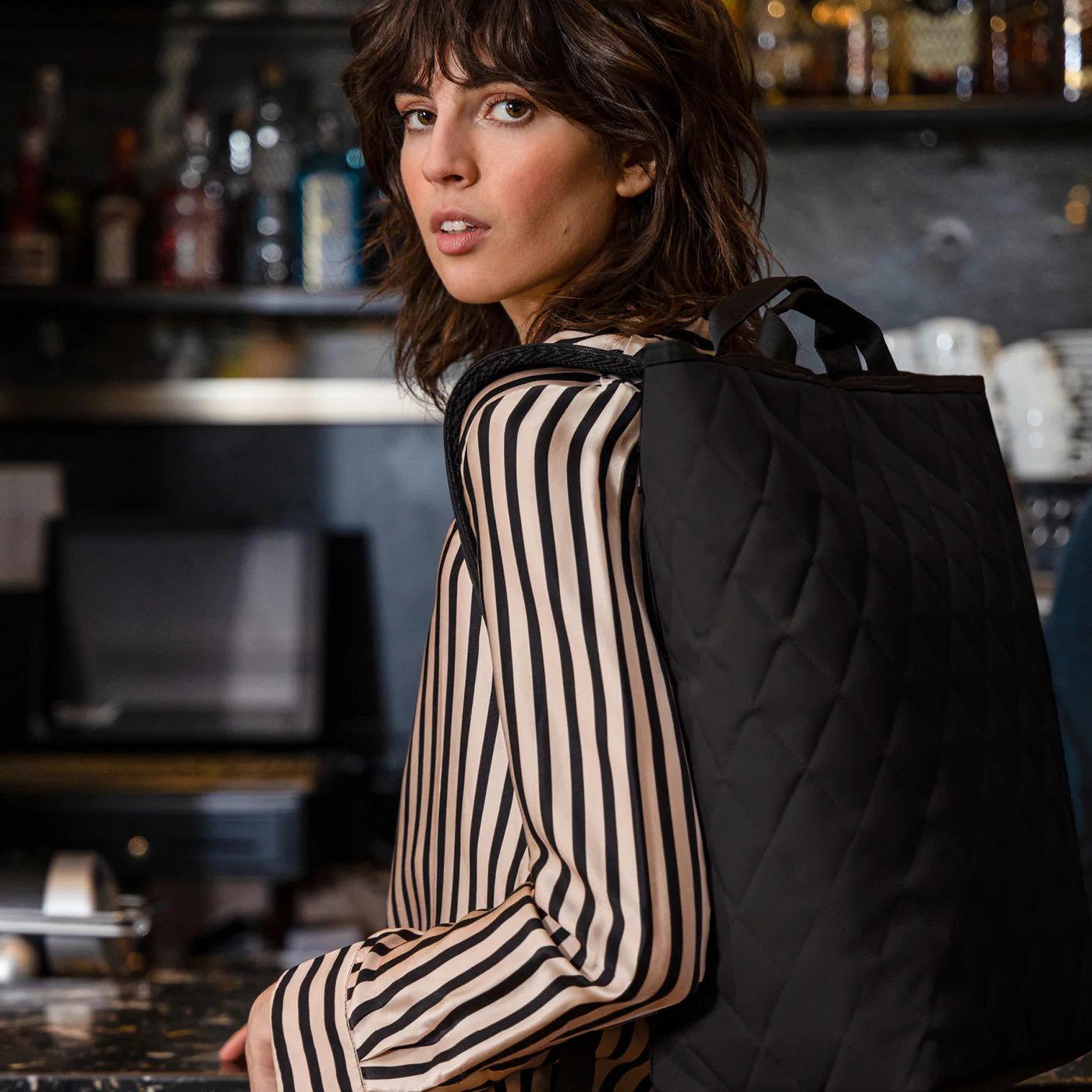 Shopper-Backpack Rhombus Black